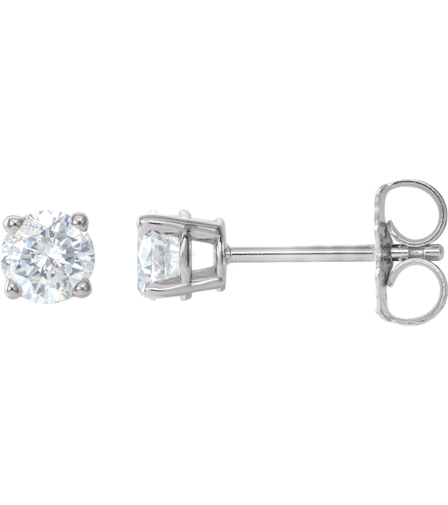 1874 14K White Set Round Natural Diamond Pair 4.5Mm 34 Ctw I2, G-H Friction Friction Backs Included 4-Prong Polished 34 Ctw Natural Diamond Stud Earrings