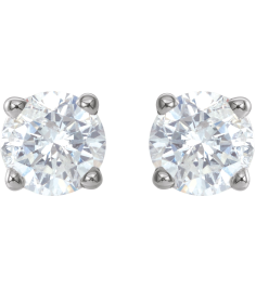 1874 14K White Set Round Natural Diamond Pair 4.5Mm 34 Ctw I2, G-H Friction Friction Backs Included 4-Prong Polished 34 Ctw Natural Diamond Stud Earrings
