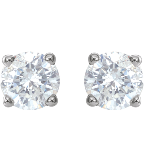 1874 14K White Set Round Natural Diamond Pair 4.5Mm 34 Ctw I2, G-H Friction Friction Backs Included 4-Prong Polished 34 Ctw Natural Diamond Stud Earrings