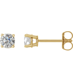 1874 14K Yellow Set Round Natural Diamond Pair 4Mm 12 Ctw I1, G-H Friction Friction Backs Included 4-Prong Polished 12 Ctw Natural Diamond Stud Earrings