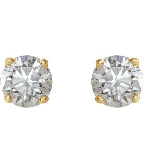 1874 14K Yellow Set Round Natural Diamond Pair 4.5Mm 34 Ctw I1, G-H Friction Friction Backs Included 4-Prong Polished 34 Ctw Natural Diamond Stud Earrings