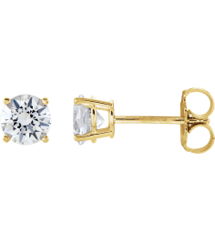 1874 14K Yellow Set Round Natural Diamond Pair 5Mm 1 Ctw I1, G-H Friction Friction Backs Included 4-Prong Polished 1 Ctw Natural Diamond Stud Earrings