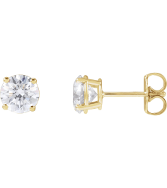 1874 14K Yellow Set Round Natural Diamond Pair 5.75Mm 1 12 Ctw I1, G-H Friction Friction Backs Included 4-Prong Polished 1 12 Ctw Natural Diamond Stud Earrings