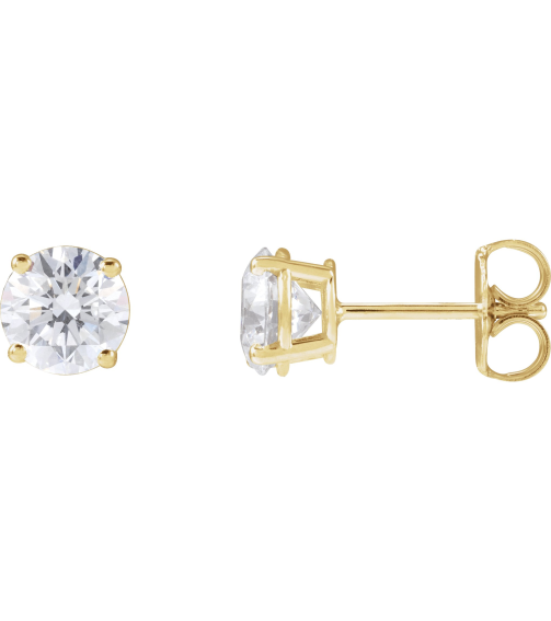 1874 14K Yellow Set Round Natural Diamond Pair 5.75Mm 1 12 Ctw I1, G-H Friction Friction Backs Included 4-Prong Polished 1 12 Ctw Natural Diamond Stud Earrings