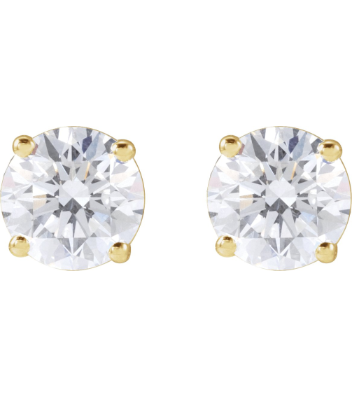 1874 14K Yellow Set Round Natural Diamond Pair 5.75Mm 1 12 Ctw I1, G-H Friction Friction Backs Included 4-Prong Polished 1 12 Ctw Natural Diamond Stud Earrings