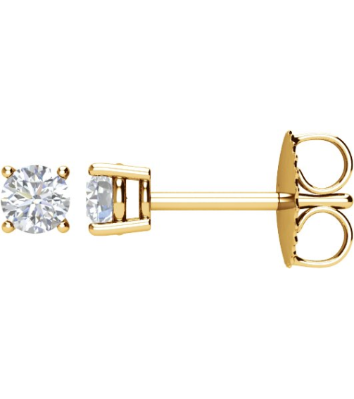 1874 14K Yellow Set Round Natural Diamond Pair 3.2Mm 14 Ctw I2, G-H Friction Friction Backs Included 4-Prong Polished 14 Ctw Natural Diamond Stud Earrings