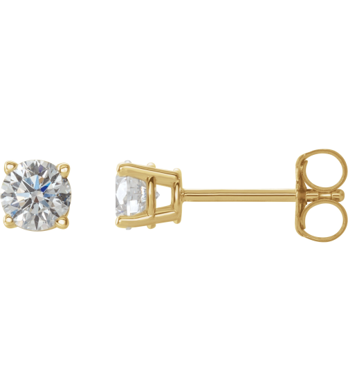 1874 14K Yellow Set Round Natural Diamond Pair 4Mm 12 Ctw I2, G-H Friction Friction Backs Included 4-Prong Polished 12 Ctw Natural Diamond Stud Earrings