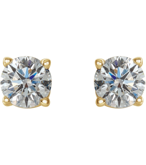 1874 14K Yellow Set Round Natural Diamond Pair 4Mm 12 Ctw I2, G-H Friction Friction Backs Included 4-Prong Polished 12 Ctw Natural Diamond Stud Earrings