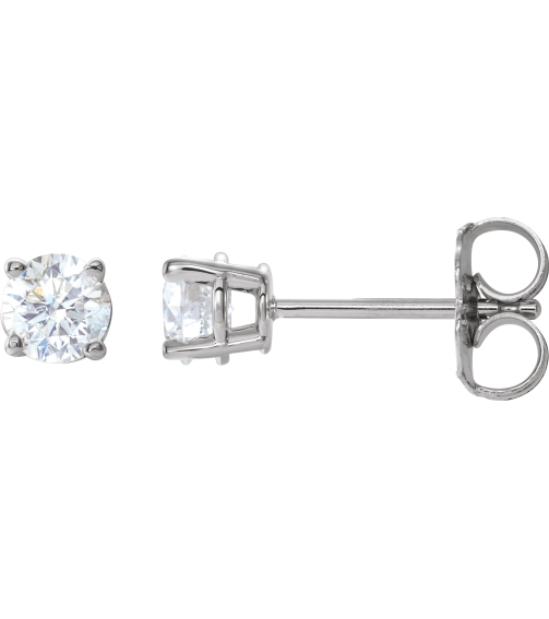 1874 14K White Set Round Natural Diamond Pair 4Mm 12 Ctw I1, G-H Friction Friction Backs Included 4-Prong Polished 12 Ctw Natural Diamond Stud Earrings