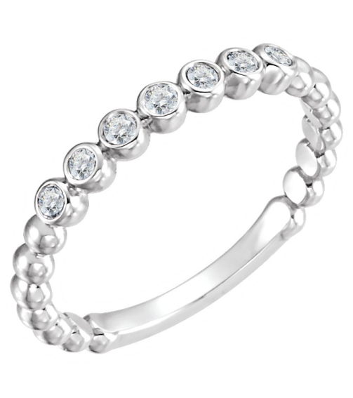 71813 Ring Set Sterling Silver Natural Diamond Round 1.75 Mm Polished 18 Ctw Natural Diamond Stackable Ring