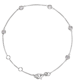 653469B Bracelet Set 14K White Round Natural Diamond 2.3Mm 14 Ctw I1, G-I 5 12-7 In Polished 14 Ctw Natural Diamond 5-Station Bracelet