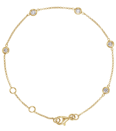 653469B Bracelet Set 14K Yellow Round Natural Diamond 2.3Mm 14 Ctw I1, G-I 5 12-7 In Polished 14 Ctw Natural Diamond 5-Station Bracelet