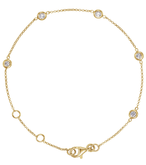 653469B Bracelet Set 14K Yellow Round Natural Diamond 2.3Mm 14 Ctw I1, G-I 5 12-7 In Polished 14 Ctw Natural Diamond 5-Station Bracelet