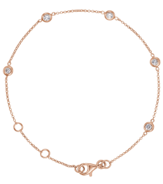 653469B Bracelet Set 14K Rose Round Natural Diamond 2.3Mm 14 Ctw I1, G-I 5 12-7 In Polished 14 Ctw Natural Diamond 5-Station Bracelet