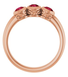 71996 Ring Set 14K Rose Lab-Grown Ruby Round 3.5 Mm Polished Lab-Grown Ruby 3-Stone Ring
