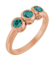 71996 Ring Set 14K Rose Natural Alexandrite Round 3.5 Mm Polished Natural Alexandrite 3-Stone Ring
