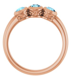 71996 Ring Set 14K Rose Natural Aquamarine Round 3.5 Mm Polished Natural Aquamarine 3-Stone Ring