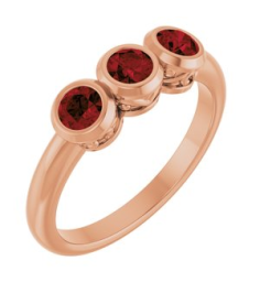 71996 Ring Set 14K Rose Natural Mozambique Garnet Round 3.5 Mm Polished Natural Mozambique Garnet 3-Stone Ring