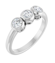 71996 Ring Set 14K White Natural Diamond Round 4 Mm Polished 34 Ctw Natural Diamond 3-Stone Ring