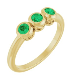 71996 Ring Set 14K Yellow Natural Emerald Round 3 Mm Polished Natural Emerald 3-Stone Ring