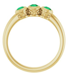 71996 Ring Set 14K Yellow Natural Emerald Round 3 Mm Polished Natural Emerald 3-Stone Ring