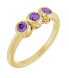 71996 Ring Set 14K Yellow Natural Amethyst Round 3 Mm Polished Natural Amethyst 3-Stone Ring