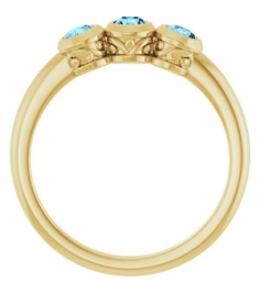 71996 Ring Set 14K Yellow Natural Aquamarine Round 3 Mm Polished Natural Aquamarine 3-Stone Ring