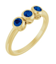 71996 Ring Set 14K Yellow Natural Blue Sapphire Round 3 Mm Polished Natural Blue Sapphire 3-Stone Ring