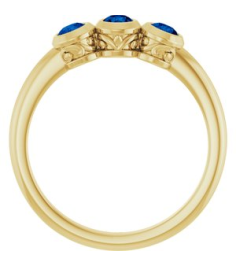 71996 Ring Set 14K Yellow Natural Blue Sapphire Round 3 Mm Polished Natural Blue Sapphire 3-Stone Ring