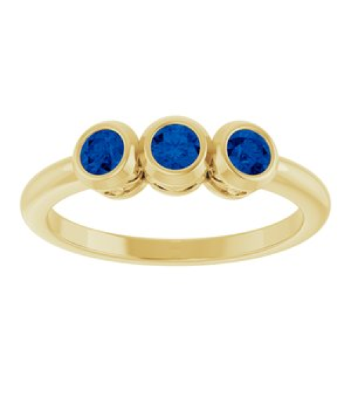 71996 Ring Set 14K Yellow Natural Blue Sapphire Round 3 Mm Polished Natural Blue Sapphire 3-Stone Ring