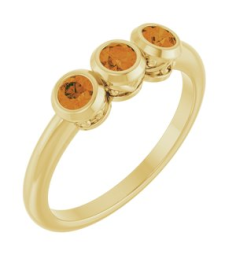 71996 Ring Set 14K Yellow Natural Citrine Round 3 Mm Polished Natural Citrine 3-Stone Ring