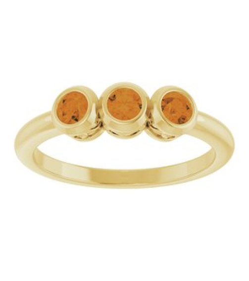 71996 Ring Set 14K Yellow Natural Citrine Round 3 Mm Polished Natural Citrine 3-Stone Ring