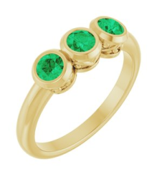 71996 Ring Set 14K Yellow Lab-Grown Emerald Round 3.5 Mm Polished Lab-Grown Emerald 3-Stone Ring