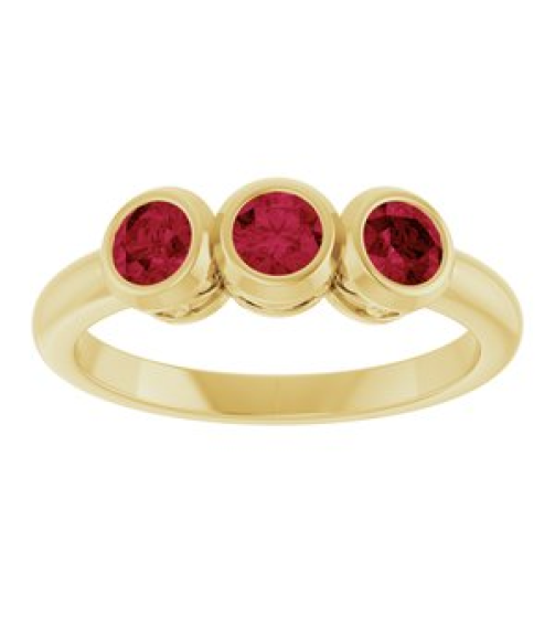 71996 Ring Set 14K Yellow Lab-Grown Ruby Round 3.5 Mm Polished Lab-Grown Ruby 3-Stone Ring