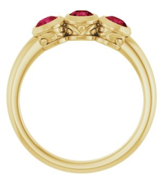 71996 Ring Set 14K Yellow Lab-Grown Ruby Round 3.5 Mm Polished Lab-Grown Ruby 3-Stone Ring