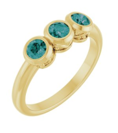 71996 Ring Set 14K Yellow Natural Alexandrite Round 3.5 Mm Polished Natural Alexandrite 3-Stone Ring
