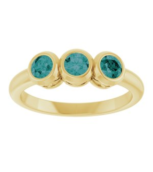 71996 Ring Set 14K Yellow Natural Alexandrite Round 3.5 Mm Polished Natural Alexandrite 3-Stone Ring