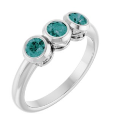 71996 Ring Set Platinum Lab-Grown Alexandrite Round 4 Mm Polished Lab-Grown Alexandrite 3-Stone Ring