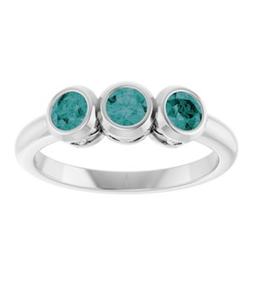 71996 Ring Set Platinum Lab-Grown Alexandrite Round 4 Mm Polished Lab-Grown Alexandrite 3-Stone Ring
