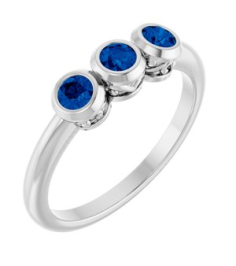 71996 Ring Set Platinum Natural Blue Sapphire Round 3 Mm Polished Natural Blue Sapphire 3-Stone Ring