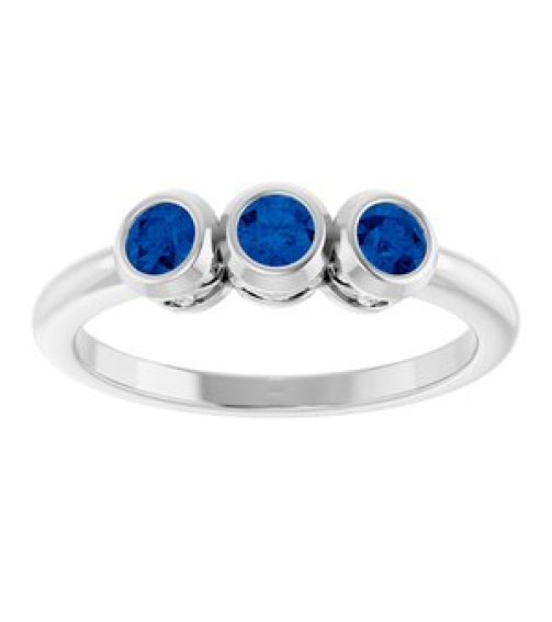71996 Ring Set Platinum Natural Blue Sapphire Round 3 Mm Polished Natural Blue Sapphire 3-Stone Ring
