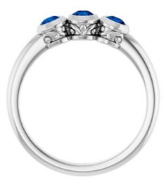 71996 Ring Set Platinum Natural Blue Sapphire Round 3 Mm Polished Natural Blue Sapphire 3-Stone Ring