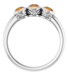 71996 Ring Set Platinum Natural Citrine Round 3.5 Mm Polished Natural Citrine 3-Stone Ring