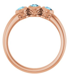 71996 Ring Set 14K Rose Natural Aquamarine Round 3 Mm Polished Natural Aquamarine 3-Stone Ring