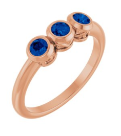 71996 Ring Set 14K Rose Natural Blue Sapphire Round 3 Mm Polished Natural Blue Sapphire 3-Stone Ring