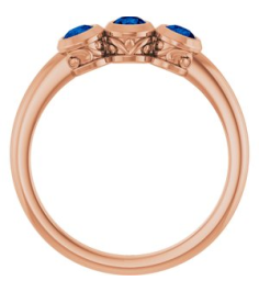 71996 Ring Set 14K Rose Natural Blue Sapphire Round 3 Mm Polished Natural Blue Sapphire 3-Stone Ring