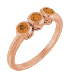 71996 Ring Set 14K Rose Natural Citrine Round 3 Mm Polished Natural Citrine 3-Stone Ring