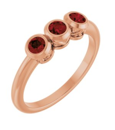 71996 Ring Set 14K Rose Natural Mozambique Garnet Round 3 Mm Polished Natural Mozambique Garnet 3-Stone Ring