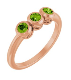 71996 Ring Set 14K Rose Natural Peridot Round 3 Mm Polished Natural Peridot 3-Stone Ring