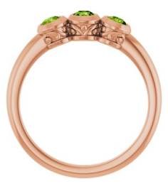 71996 Ring Set 14K Rose Natural Peridot Round 3 Mm Polished Natural Peridot 3-Stone Ring